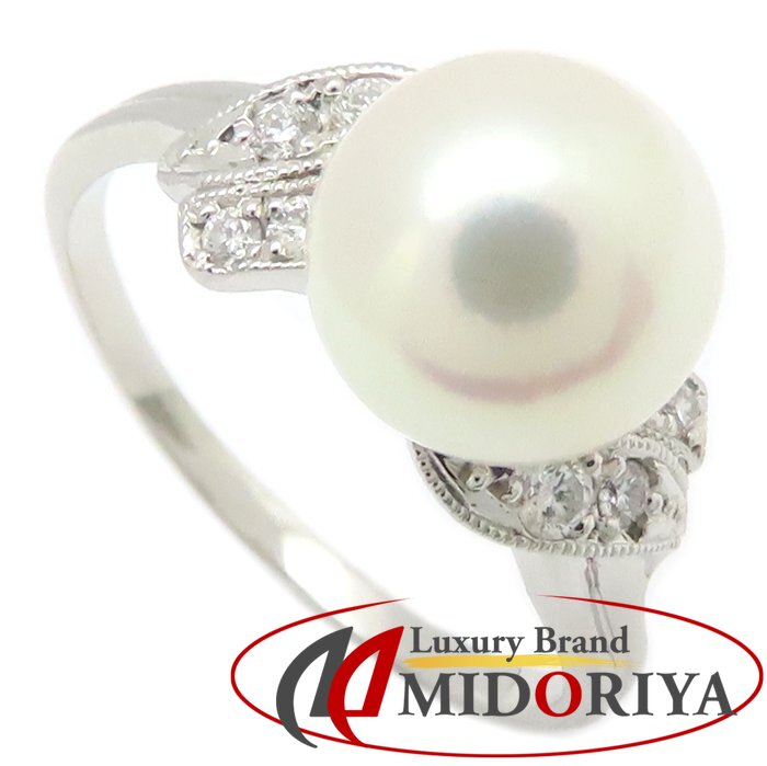 MIKIMOTO ミキモト パール リング 指輪 真珠9.1ミリ ダイヤモンド 17号 Pt950プラチナ レディース/295125【中古】【BJ】