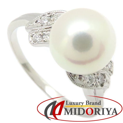 MIKIMOTO ミキモト パール リング 指輪 真珠9.1ミリ ダイヤモンド 17号 Pt950プラチナ レディース/295125【中古】【BJ】