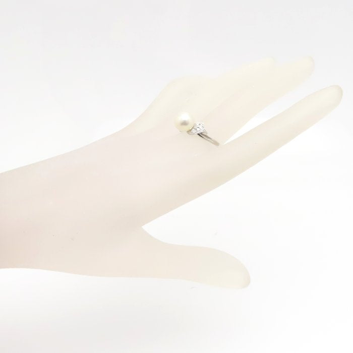 MIKIMOTO ミキモト パール リング 指輪 真珠9.1ミリ ダイヤモンド 17号 Pt950プラチナ レディース/295125【中古】【BJ】