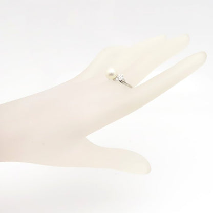 MIKIMOTO ミキモト パール リング 指輪 真珠9.1ミリ ダイヤモンド 17号 Pt950プラチナ レディース/295125【中古】【BJ】