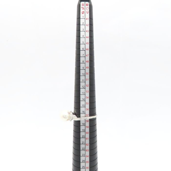 MIKIMOTO ミキモト パール リング 指輪 真珠9.1ミリ ダイヤモンド 17号 Pt950プラチナ レディース/295125【中古】【BJ】