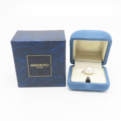 MIKIMOTO ミキモト パール リング 指輪 真珠9.1ミリ ダイヤモンド 17号 Pt950プラチナ レディース/295125【中古】【BJ】