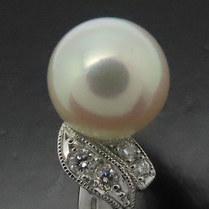 MIKIMOTO ミキモト パール リング 指輪 真珠9.1ミリ ダイヤモンド 17号 Pt950プラチナ レディース/295125【中古】【BJ】