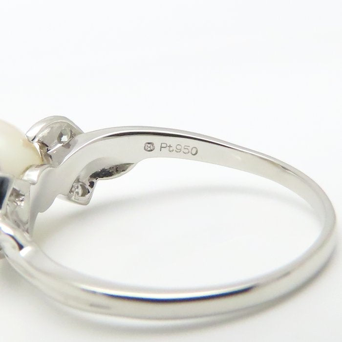 MIKIMOTO ミキモト パール リング 指輪 真珠9.1ミリ ダイヤモンド 17号 Pt950プラチナ レディース/295125【中古】【BJ】
