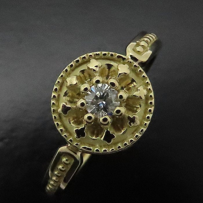 AHKAH アーカー ダイヤモンド リング 指輪 ダイヤモンド0.10ct 10.5号 K18YG イエローゴールド レディース/295269【中古】【BJ】