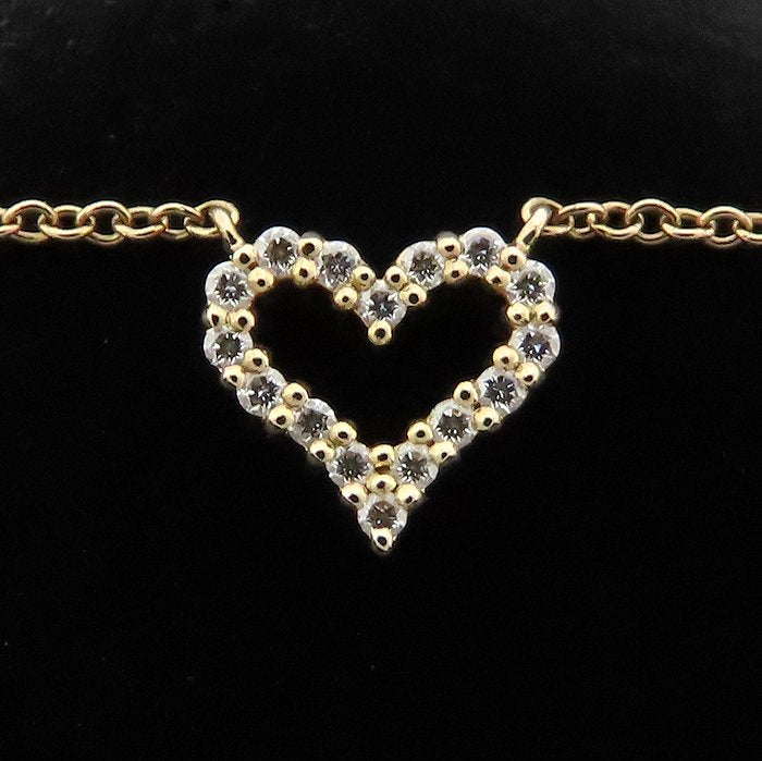TIFFANY&Co. ティファニー センチメンタルハート ネックレス エクストラミニ ダイヤモンド K18PG ピンクゴールド レディース/295275【中古】【BJ】