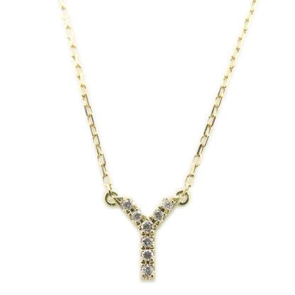 AHKAH アーカー イニシャル ネックレス Y アルファベット ダイヤモンド K18YG イエローゴールド レディース/295279【中古】【BJ】