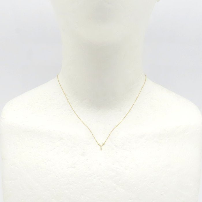 AHKAH アーカー イニシャル ネックレス Y アルファベット ダイヤモンド K18YG イエローゴールド レディース/295279【中古】【BJ】