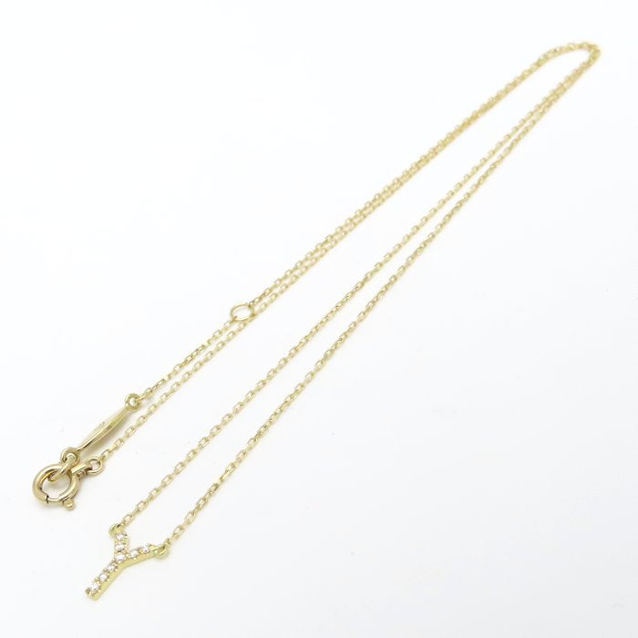 AHKAH アーカー イニシャル ネックレス Y アルファベット ダイヤモンド K18YG イエローゴールド レディース/295279【中古】【BJ】
