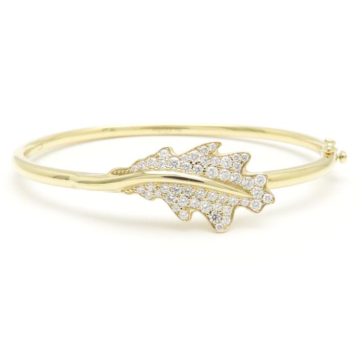 Asprey アスプレイ ウッドランド オークリーフ バングル シングル ダイヤモンド K18YG イエローゴールド レディース/295286【中古】【BJ】