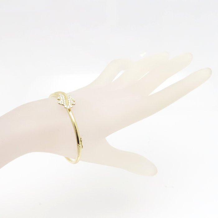 Asprey アスプレイ ウッドランド オークリーフ バングル シングル ダイヤモンド K18YG イエローゴールド レディース/295286【中古】【BJ】