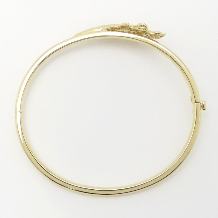 Asprey アスプレイ ウッドランド オークリーフ バングル シングル ダイヤモンド K18YG イエローゴールド レディース/295286【中古】【BJ】