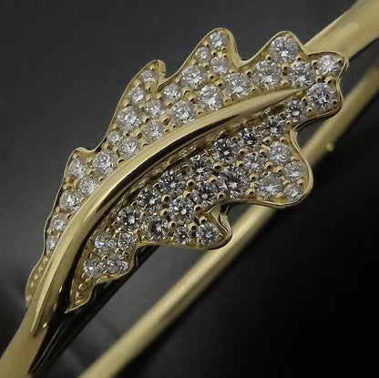 Asprey アスプレイ ウッドランド オークリーフ バングル シングル ダイヤモンド K18YG イエローゴールド レディース/295286【中古】【BJ】