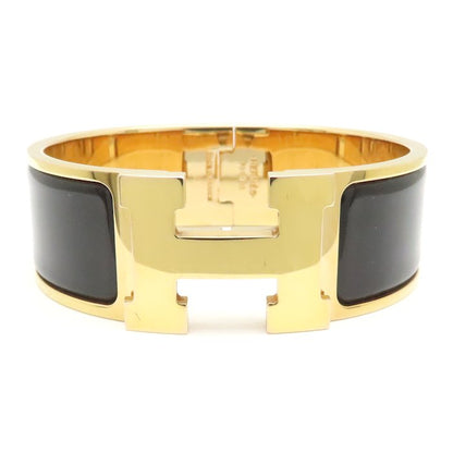 HERMES エルメス クリッククラック GM バングル ブラックｘゴールド GP(ゴールドメッキ)xエナメル レディース/295307【中古】【BJ】