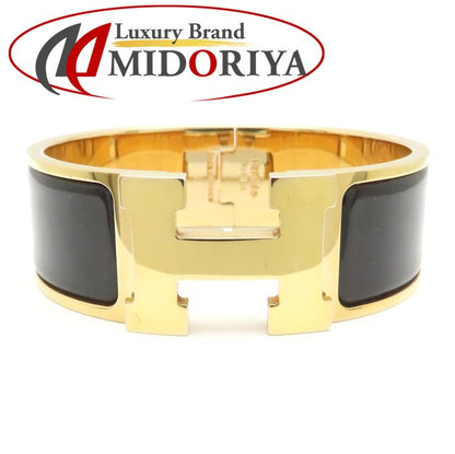 HERMES エルメス クリッククラック GM バングル ブラックｘゴールド GP(ゴールドメッキ)xエナメル レディース/295307【中古】【BJ】