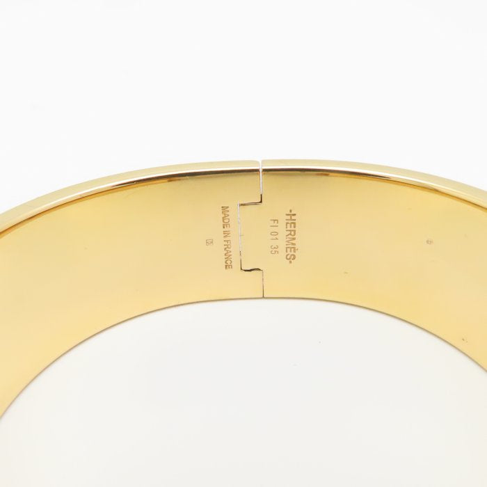 HERMES エルメス クリッククラック GM バングル ブラックｘゴールド GP(ゴールドメッキ)xエナメル レディース/295307【中古】【BJ】