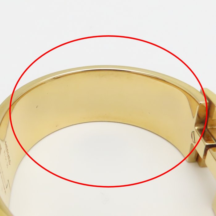 HERMES エルメス クリッククラック GM バングル ブラックｘゴールド GP(ゴールドメッキ)xエナメル レディース/295307【中古】【BJ】
