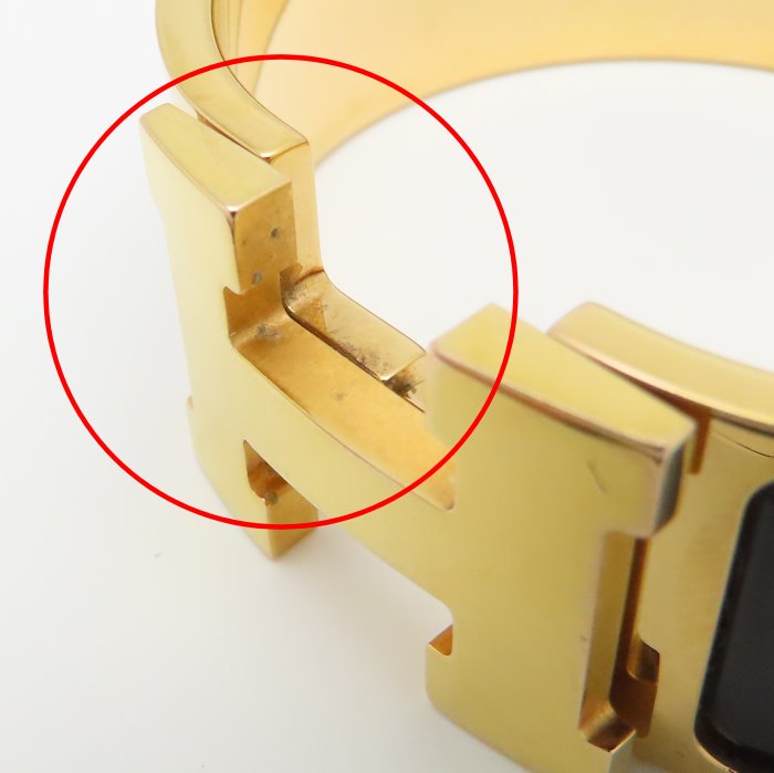 HERMES エルメス クリッククラック GM バングル ブラックｘゴールド GP(ゴールドメッキ)xエナメル レディース/295307【中古】【BJ】