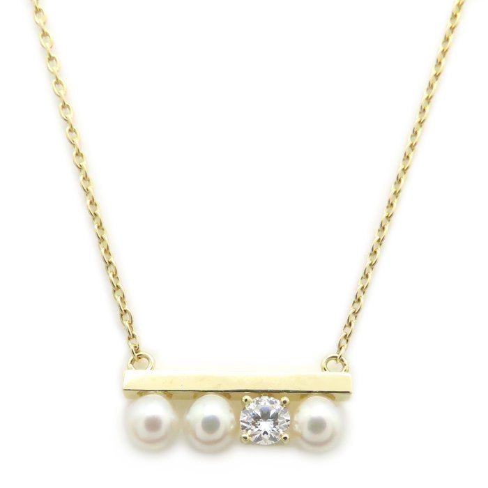 TASAKI 田崎真珠 プチ バランス ダイヤモンド ソロ ネックレス あこや真珠 ダイヤモンド0.13ct P-16743-4-18KYG K18YG イエローゴールド レディース/295321【中古】【BJ】