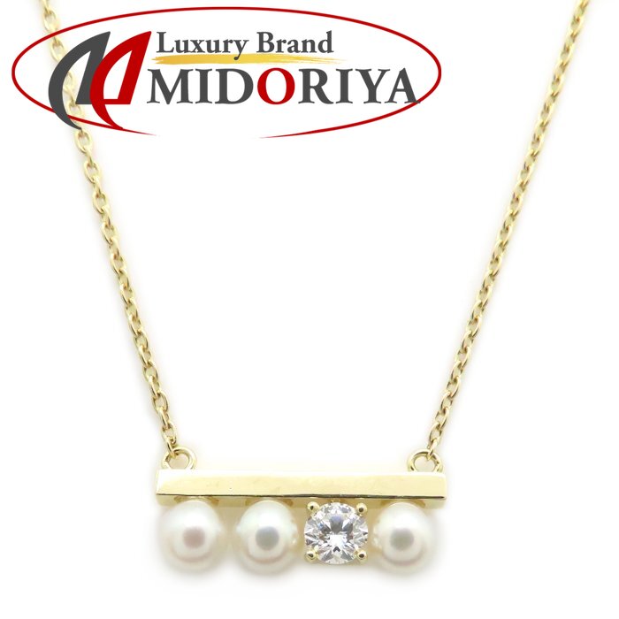 TASAKI 田崎真珠 プチ バランス ダイヤモンド ソロ ネックレス あこや真珠 ダイヤモンド0.13ct P-16743-4-18KYG K18YG イエローゴールド レディース/295321【中古】【BJ】