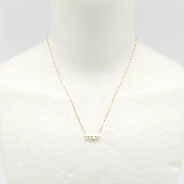 TASAKI 田崎真珠 プチ バランス ダイヤモンド ソロ ネックレス あこや真珠 ダイヤモンド0.13ct P-16743-4-18KYG K18YG イエローゴールド レディース/295321【中古】【BJ】