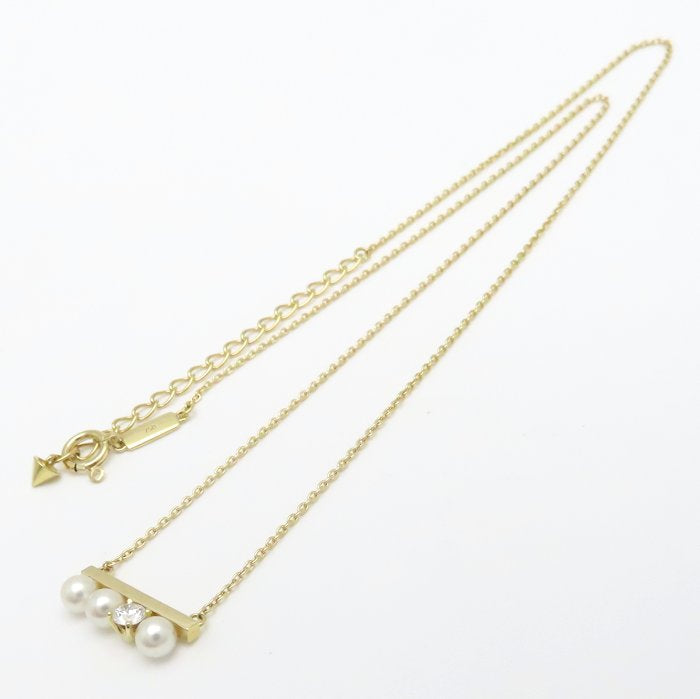 TASAKI 田崎真珠 プチ バランス ダイヤモンド ソロ ネックレス あこや真珠 ダイヤモンド0.13ct P-16743-4-18KYG K18YG イエローゴールド レディース/295321【中古】【BJ】