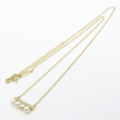 TASAKI 田崎真珠 プチ バランス ダイヤモンド ソロ ネックレス あこや真珠 ダイヤモンド0.13ct P-16743-4-18KYG K18YG イエローゴールド レディース/295321【中古】【BJ】