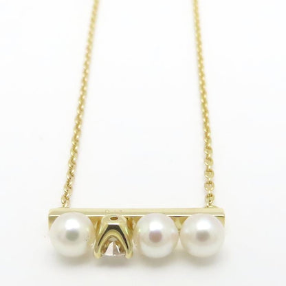 TASAKI 田崎真珠 プチ バランス ダイヤモンド ソロ ネックレス あこや真珠 ダイヤモンド0.13ct P-16743-4-18KYG K18YG イエローゴールド レディース/295321【中古】【BJ】