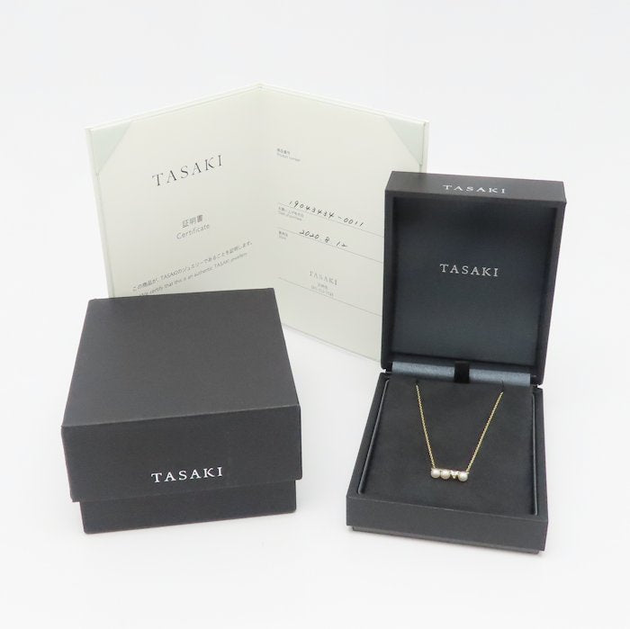 TASAKI 田崎真珠 プチ バランス ダイヤモンド ソロ ネックレス あこや真珠 ダイヤモンド0.13ct P-16743-4-18KYG K18YG イエローゴールド レディース/295321【中古】【BJ】