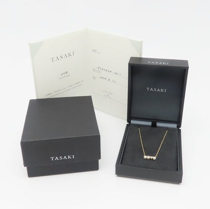 TASAKI 田崎真珠 プチ バランス ダイヤモンド ソロ ネックレス あこや真珠 ダイヤモンド0.13ct P-16743-4-18KYG K18YG イエローゴールド レディース/295321【中古】【BJ】