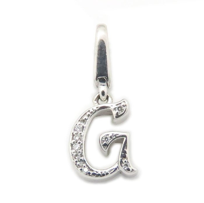 NOMBRE ノンブル アルファ イニシャル ペンダントトップ チャーム G ダイヤモンド0.03ct K18WG ホワイトゴールド レディース /295328【中古】【BJ】