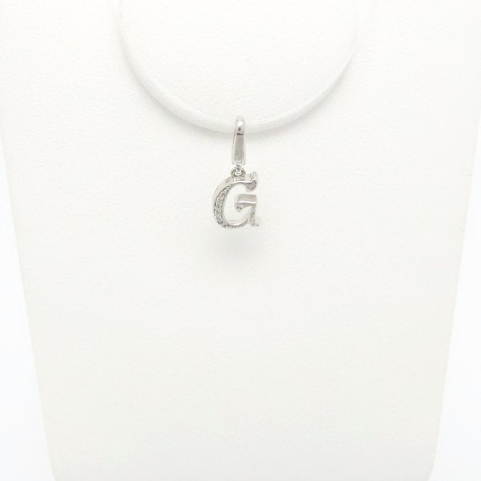 NOMBRE ノンブル アルファ イニシャル ペンダントトップ チャーム G ダイヤモンド0.03ct K18WG ホワイトゴールド レディース /295328【中古】【BJ】