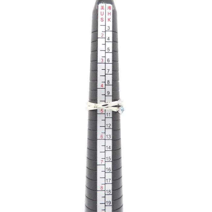 4℃ ヨンドシー 2連 リング 指輪 アクアマリン ダイヤモンド 8号 Pt950プラチナ レディース/295352【中古】【BJ】