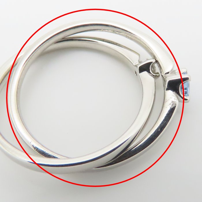 4℃ ヨンドシー 2連 リング 指輪 アクアマリン ダイヤモンド 8号 Pt950プラチナ レディース/295352【中古】【BJ】
