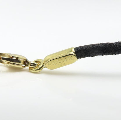 Alen Dione アレンディオーネ クロス ネックレス K18YG イエローゴールドxレザー レディース/295423【中古】【BJ】