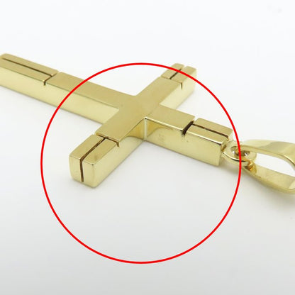 Alen Dione アレンディオーネ クロス ネックレス K18YG イエローゴールドxレザー レディース/295423【中古】【BJ】