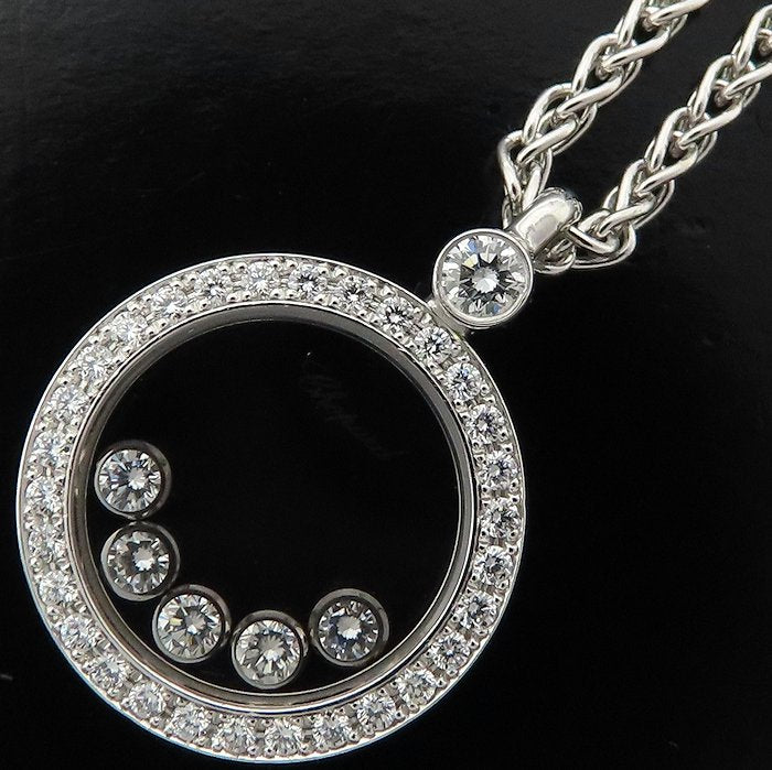 Chopard ショパール ハッピーダイヤモンド ネックレス 5Pムービングダイヤモンド 79/3926/0 K18WG ホワイトゴールド レディース/295492【中古】【BJ】