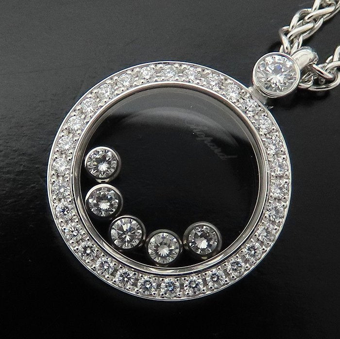 Chopard ショパール ハッピーダイヤモンド ネックレス 5Pムービングダイヤモンド 79/3926/0 K18WG ホワイトゴールド レディース/295492【中古】【BJ】
