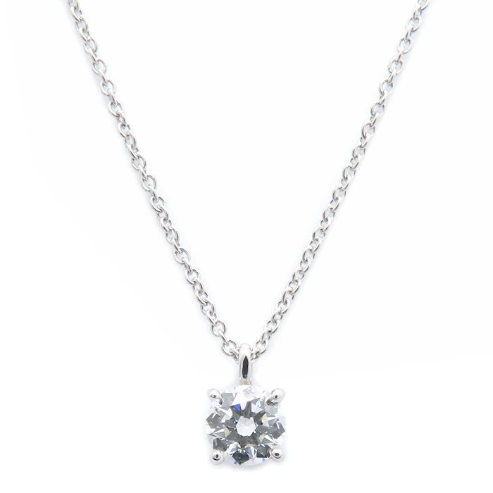 TIFFANY&Co. ティファニー ソリティア ネックレス 一粒ダイヤモンド0.42ct F.VS1.3Excellent Pt950プラチナ レディース/295497【中古】【BJ】