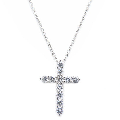 TIFFANY&Co. ティファニー クロス ネックレス ダイヤモンド11石 Pt950プラチナ レディース/295498【中古】【BJ】