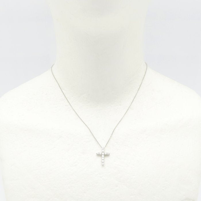 TIFFANY&Co. ティファニー クロス ネックレス ダイヤモンド11石 Pt950プラチナ レディース/295498【中古】【BJ】