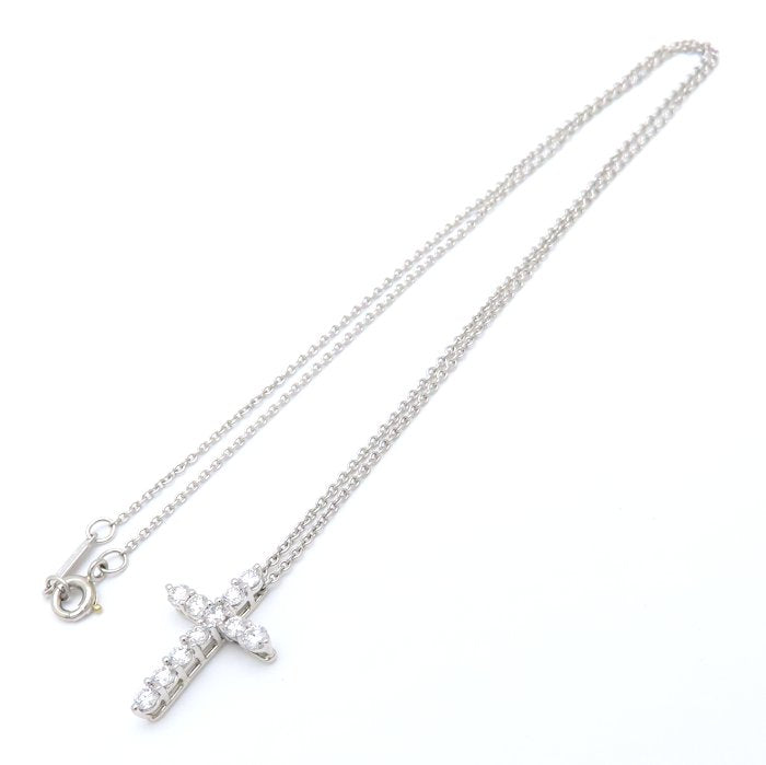 TIFFANY&Co. ティファニー クロス ネックレス ダイヤモンド11石 Pt950プラチナ レディース/295498【中古】【BJ】