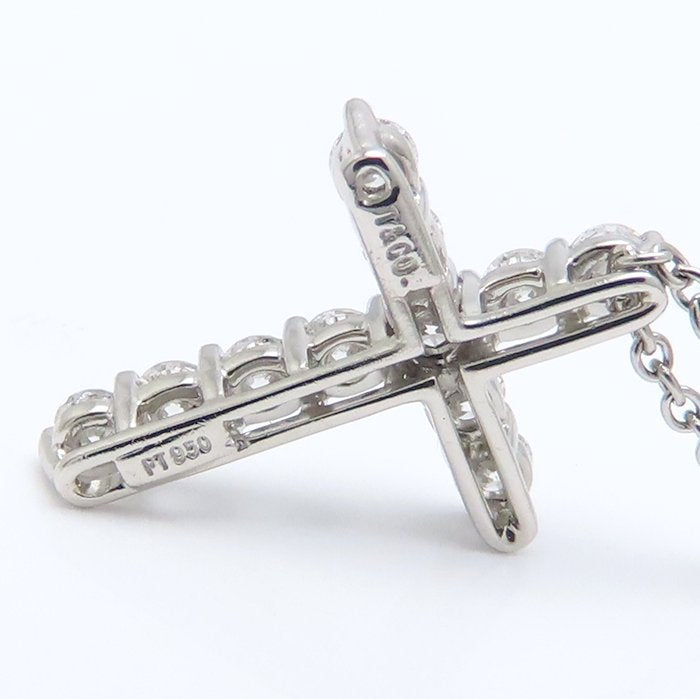 TIFFANY&Co. ティファニー クロス ネックレス ダイヤモンド11石 Pt950プラチナ レディース/295498【中古】【BJ】