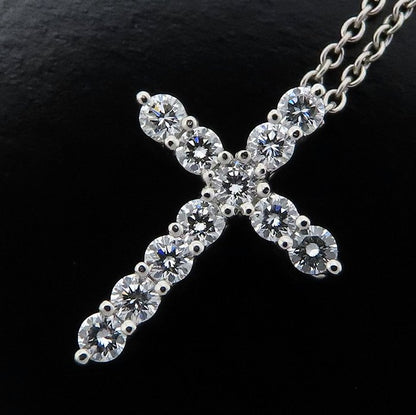 TIFFANY&Co. ティファニー クロス ネックレス ダイヤモンド11石 Pt950プラチナ レディース/295498【中古】【BJ】