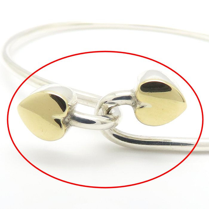 TIFFANY&Co. ティファニー ダブルハート バングル シルバー925xK18YG イエローゴールド レディース/295556【中古】【BJ】