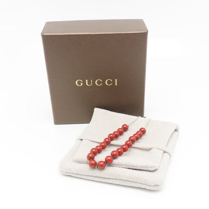 GUCCI グッチ インターロッキングハート ウッドビーズ ブレスレット #17 シルバー925 レディース/295563【中古】【BJ】