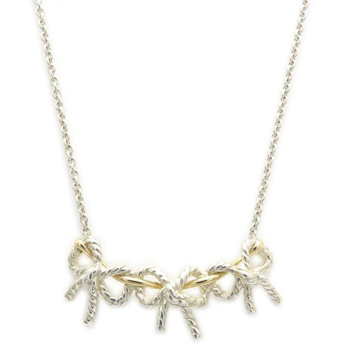TIFFANY&Co. ティファニー トリプルリボン ネックレス シルバー925xK18YG イエローゴールド レディース/295570【中古】【BJ】