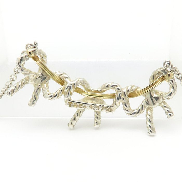 TIFFANY&Co. ティファニー トリプルリボン ネックレス シルバー925xK18YG イエローゴールド レディース/295570【中古】【BJ】
