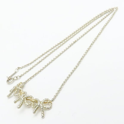 TIFFANY&Co. ティファニー トリプルリボン ネックレス シルバー925xK18YG イエローゴールド レディース/295570【中古】【BJ】
