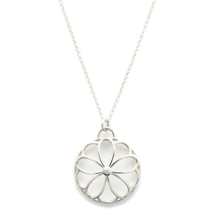 TIFFANY&Co. ティファニー フラワーサークル ネックレス 1Pダイヤモンド シルバー925 レディース/295572【中古】【BJ】